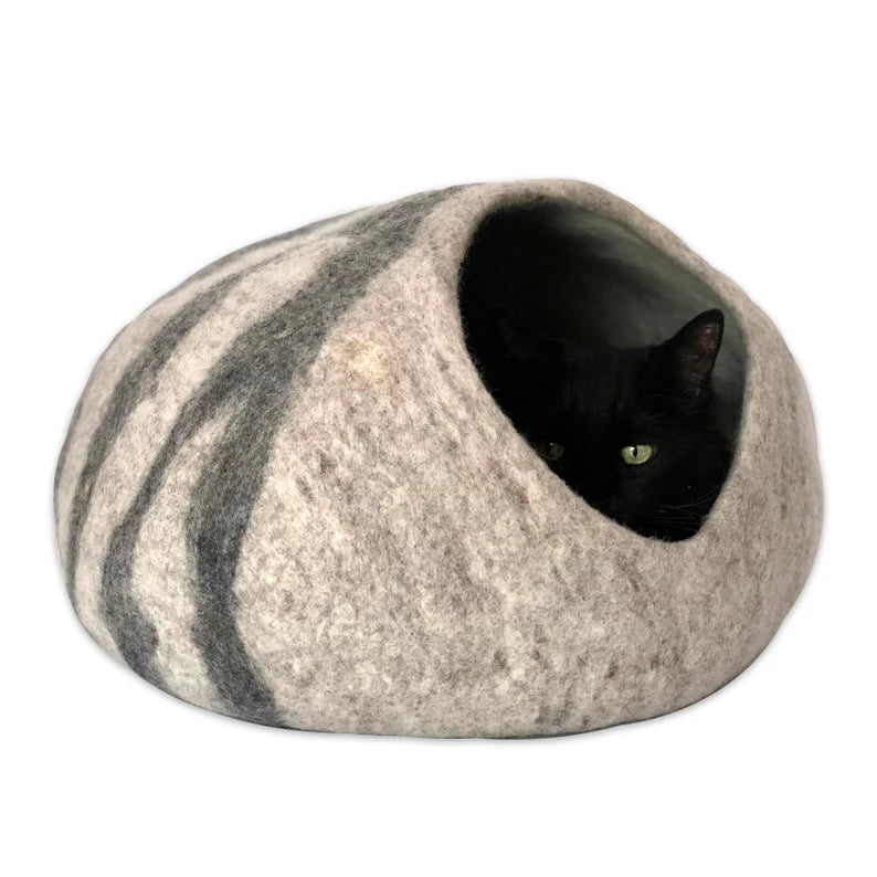 Large Wool Cat Cave / Cat Bed / Cat House/ Felted Wool Natural Ingredients- Fast Shipping from US- Best Cat Gift