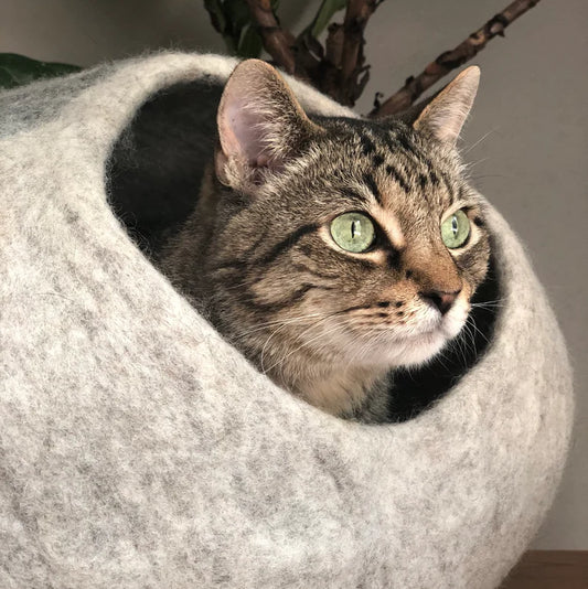 Large Wool Cat Cave / Cat Bed / Cat House/ Felted Wool Natural Ingredients- Fast Shipping from US- Best Cat Gift